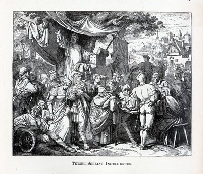 Tetzel verkoopt aflaten, 1882 door Unbekannt