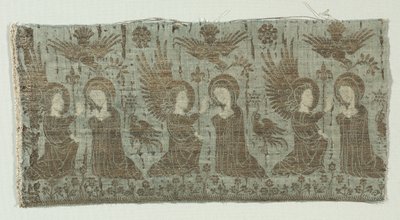 Textielfragment met de Annunciatie door Unbekannt