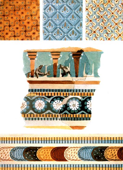 Textielpatronen en frescofragmenten uit Kreta, Griekenland door Unbekannt