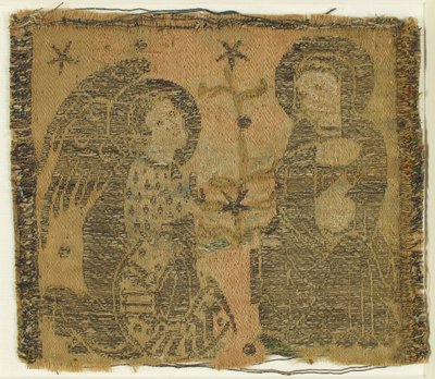 Textiel met De Annunciatie, Italiaans, 14e eeuw door Unbekannt