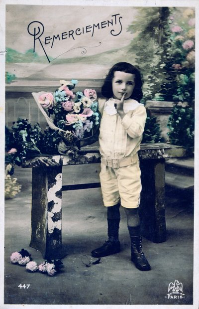 Bedankt, vintage Franse ansichtkaart, ca. 1900 door Unbekannt