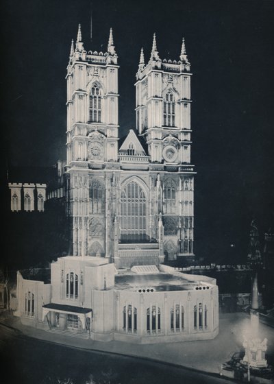 De abdijkerk van St. Peter, Westminster, met de tijdelijke bijlage, 1937 door Unbekannt