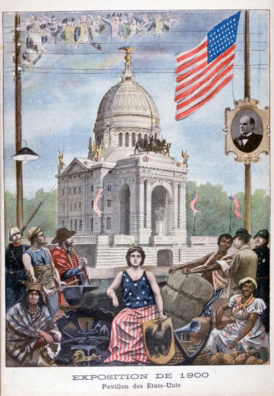 Het Amerikaanse paviljoen op de Wereldtentoonstelling van 1900, Parijs, 1900 door Unbekannt