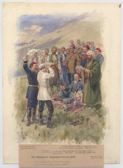 De Aprilopstand 1878. Onderhandelingen bij het hoofdkwartier van de opstandelingen, 1878 door Unbekannt