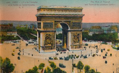De Arc de Triomphe en het Graf van de Onbekende Soldaat, Parijs, ca. 1920 door Unbekannt