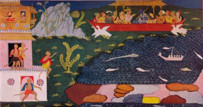 De aankomst van Rama en Sita in de luchtwagen, 18e eeuw, 1937 door Unbekannt