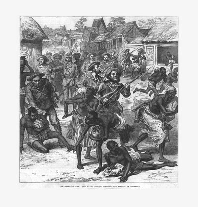 De Ashantee Oorlog: de Marinebrigade maakt de straten van Coomassie schoon, 1874 door Unbekannt