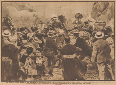 De Moord op Aartshertog Franz Ferdinand van Oostenrijk en zijn vrouw in Sarajevo, 28 juni 1914 door Unbekannt