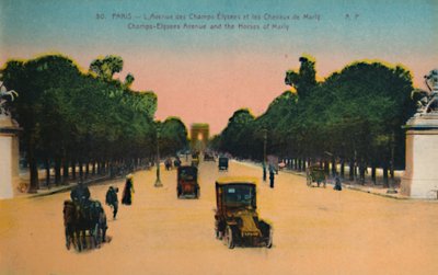 De Avenue des Champs-Elysées en de Marly Paarden, Parijs, ca. 1920 door Unbekannt