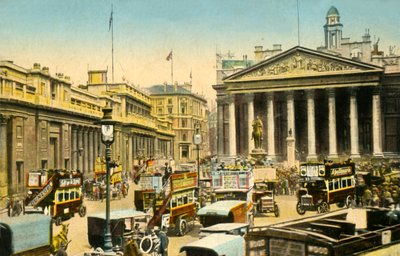 De Bank of England en Royal Exchange, Londen, c1910 door Unbekannt