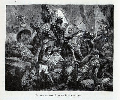 De slag bij Roncevaux-pas, 1882 door Unbekannt