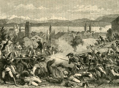 De slag bij Zürich, 1799, 1890 door Unbekannt