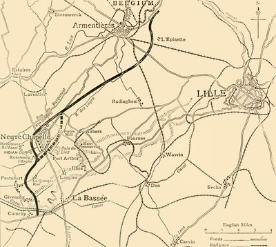Het slagveld van Neuve Chapelle, Eerste Wereldoorlog, 1915, c1920 door Unbekannt