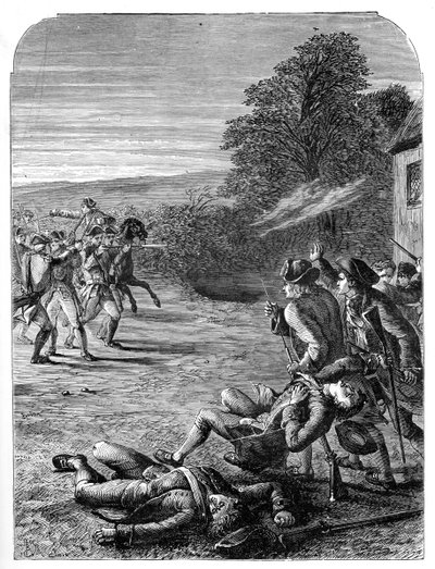 De Slagen van Lexington en Concord, 19 April 1775 door Unbekannt