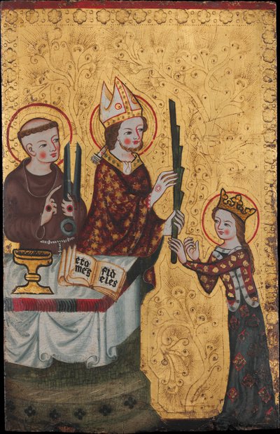 De bisschop van Assisi geeft een palm aan Sint Clara, ca. 1360 door Unbekannt