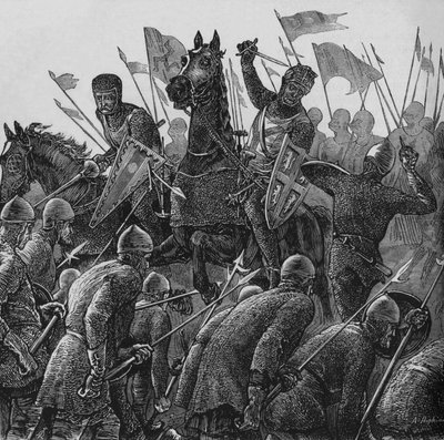 De aanval van de bisschop van Durham bij Falkirk, 22 juli 1298 door Unbekannt