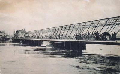 De Borodinsky brug tijdens de overstroming van april 1908, Moskou, Rusland door Unbekannt