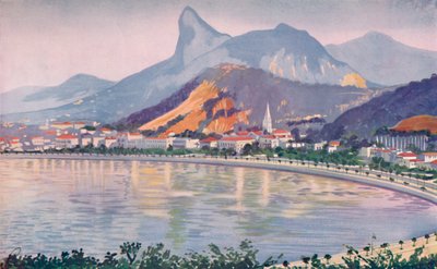 Het Botafogo-gedeelte van de Baai-avenue van Rio, met uitzicht op de Corcovado-berg, 1914 door Unbekannt
