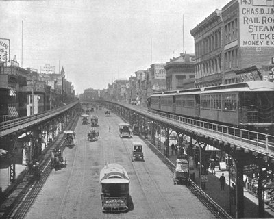 The Bowery, noordwaarts kijkend, New York, VS, ca. 1900 door Unbekannt