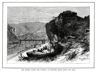 De Brug over de Potomac bij Harpers Ferry, West Virginia, VS, 1877 door Unbekannt