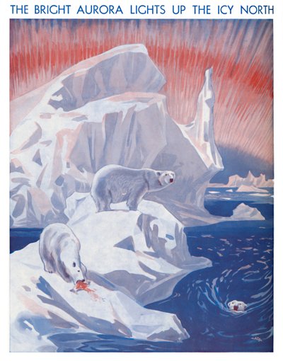 Het heldere noorderlicht verlicht het ijzige noorden, 1935 door Unbekannt