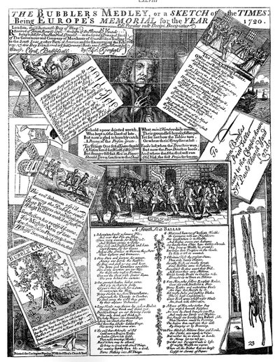 De Bubblers Medley, of een schets van de tijden, 1720 door Unbekannt