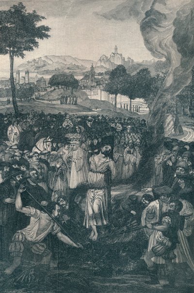 De verbranding van John Huss door de Raad van Konstanz, 6 juli 1415, 1907 door Unbekannt