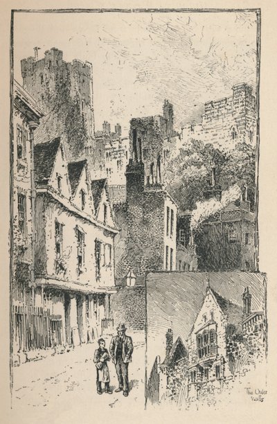 Het kasteel vanaf Thames Street. Een stukje van de buitenmuren, 1895 door Unbekannt