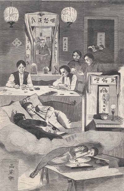 De Chinezen in New York - Scène in een Baxter Street Club-House Harper