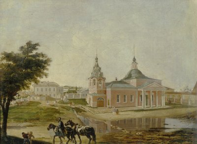 De Kerk van het Icoon van Rzhev Heilige Moeder van God in Moskou, midden 19e eeuw door Unbekannt