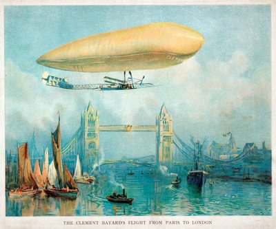 De vlucht van de Clement-Bayard van Parijs naar Londen, ca. 1908 door Unbekannt