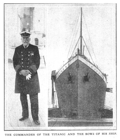 De commandant van de Titanic en de boeg van zijn schip, 20 april 1912 door Unbekannt