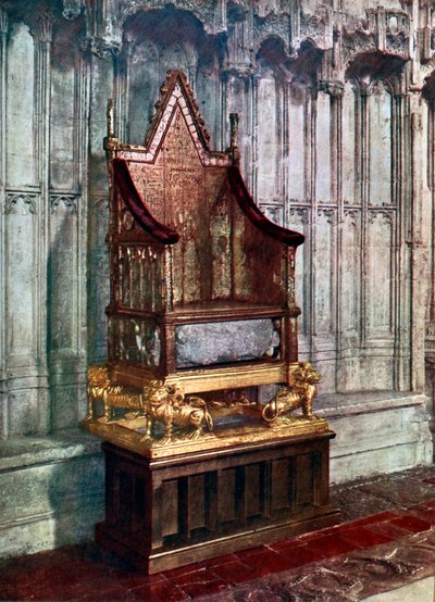 De Kroningsstoel, met de Steen van Scone, Westminster Abbey, Londen, 1937 door Unbekannt