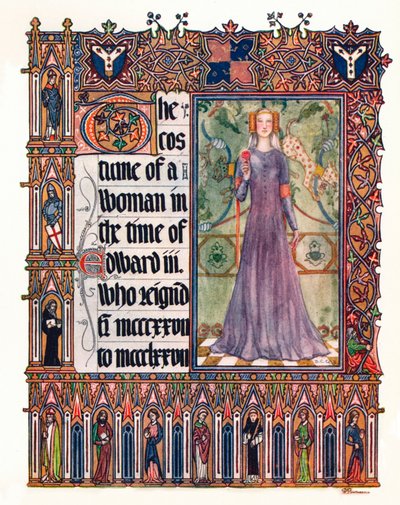 Het kostuum van een vrouw in het bewind van Edward III door Unbekannt