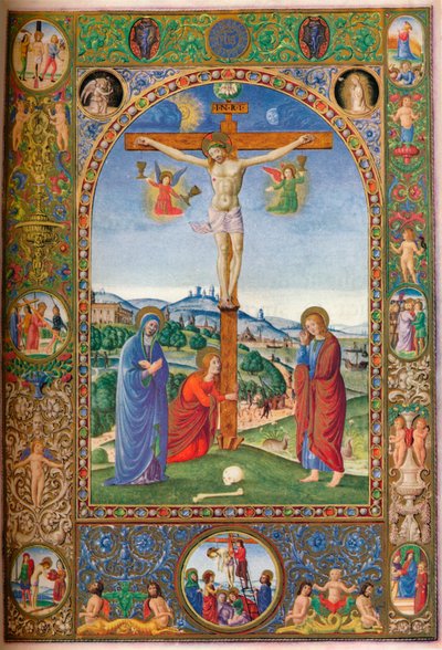 De Kruisiging: met Maagd, Maria Magdalena en Sint Jan, ca. 1500 door Unbekannt