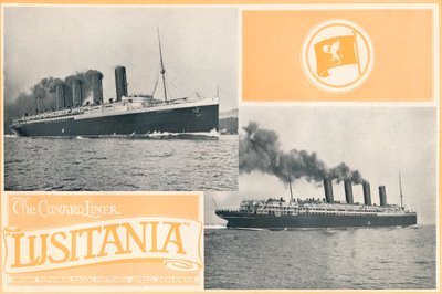 De Cunard Liner Lusitania door Unbekannt