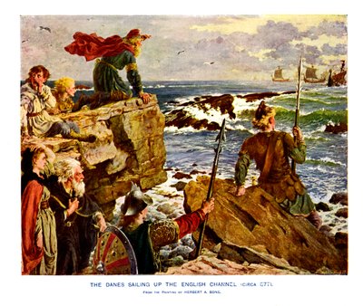 De Denen varen door het Engelse Kanaal, c877 AD, 19e eeuw door Unbekannt