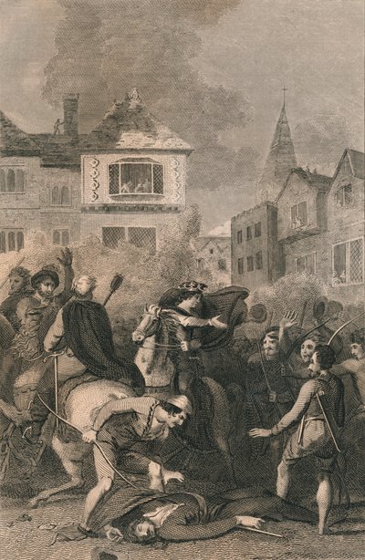 De dood van Wat Tyler, 1381, 19e eeuw door Unbekannt
