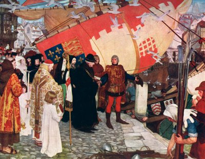 Het vertrek van John en Sebastian Cabot op hun eerste ontdekkingsreis door Unbekannt