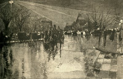 Het elektrische licht op Madison Square, New York, op een bewolkte avond, 1882 door Unbekannt