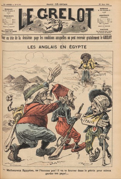 De Engelsen in Egypte. Karikatuur uit Le Grelot, 22 maart 1896, 1896 door Unbekannt