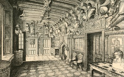 De Entreehal. -Langs de muur staan vele oude harnassen, 1882 door Unbekannt