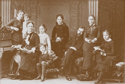 De familie van de verzamelaar, mecenas en oprichter van de galerie Pavel Tretyakov door Unbekannt