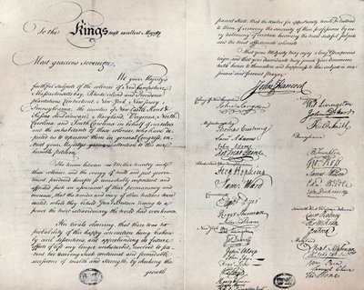 De Fitzwilliam-kopie van de Olive Branch Petition, 1775 door Unbekannt