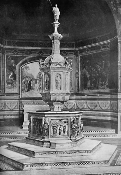 Het doopvont in de kerk van San Giovanni, Siena door Unbekannt