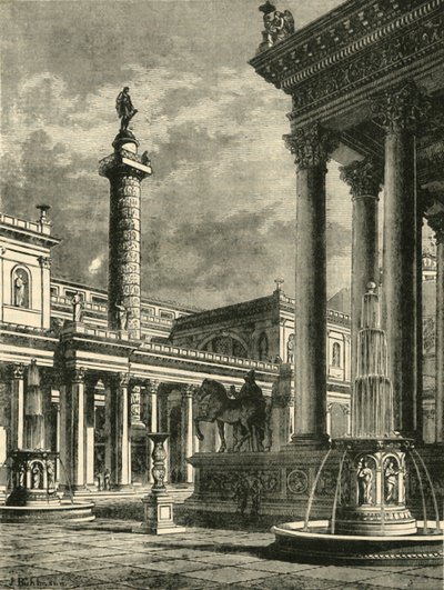 Het Forum en de Zuil van Trajanus restauratie, 1890 door Unbekannt