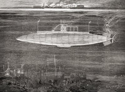 De Franse marineonderzeeër Gustave Zédé, gelanceerd in 1900 door Unbekannt