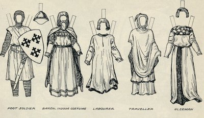 De galerij van Britse kostuums: Soorten kleding in vroege Plantagenettijd, ca. 1934 door Unbekannt