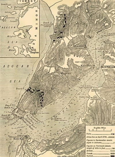 De Gallipoli-campagne, Eerste Wereldoorlog, 1915, ca. 1920 door Unbekannt