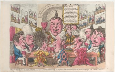 Het genie van de karikatuur en zijn vrienden vieren de voltooiing van de tweede... door Unbekannt